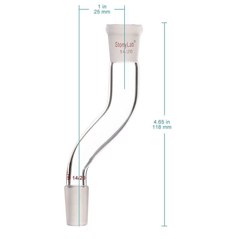stonylab Glass Offset Laboratory Adapter, Borosilicate Glass Offset Adapter with Standard 14/20 Joints for Laboratory Lab Supply - Image 2